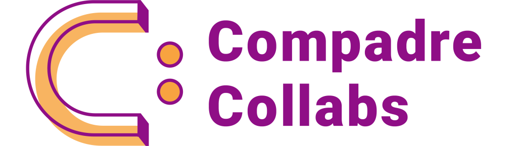 This image is the Compadre Collabs logo, consisting of a letter C outline layered over a filled-in letter C, with a colon sign to the right of the two letter C's. The words "Compadre Collabs" is to the right of the colon sign.